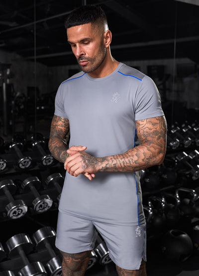 Gym King Flex Tee - Titanium Grey/Royal Blue