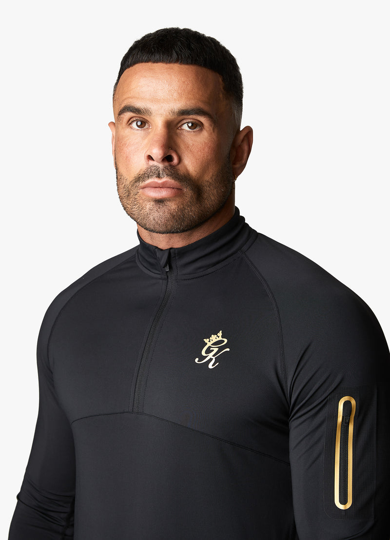 Gym King Flex 1/4 Zip Funnel - Black/Gold