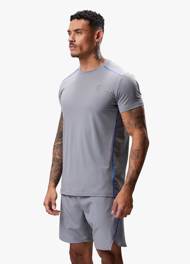 Gym King Flex Tee - Titanium Grey/Royal Blue