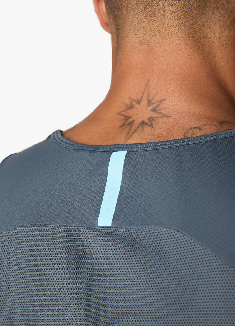 Gym King Contrast Flex Vest - Dark Grey/Blue