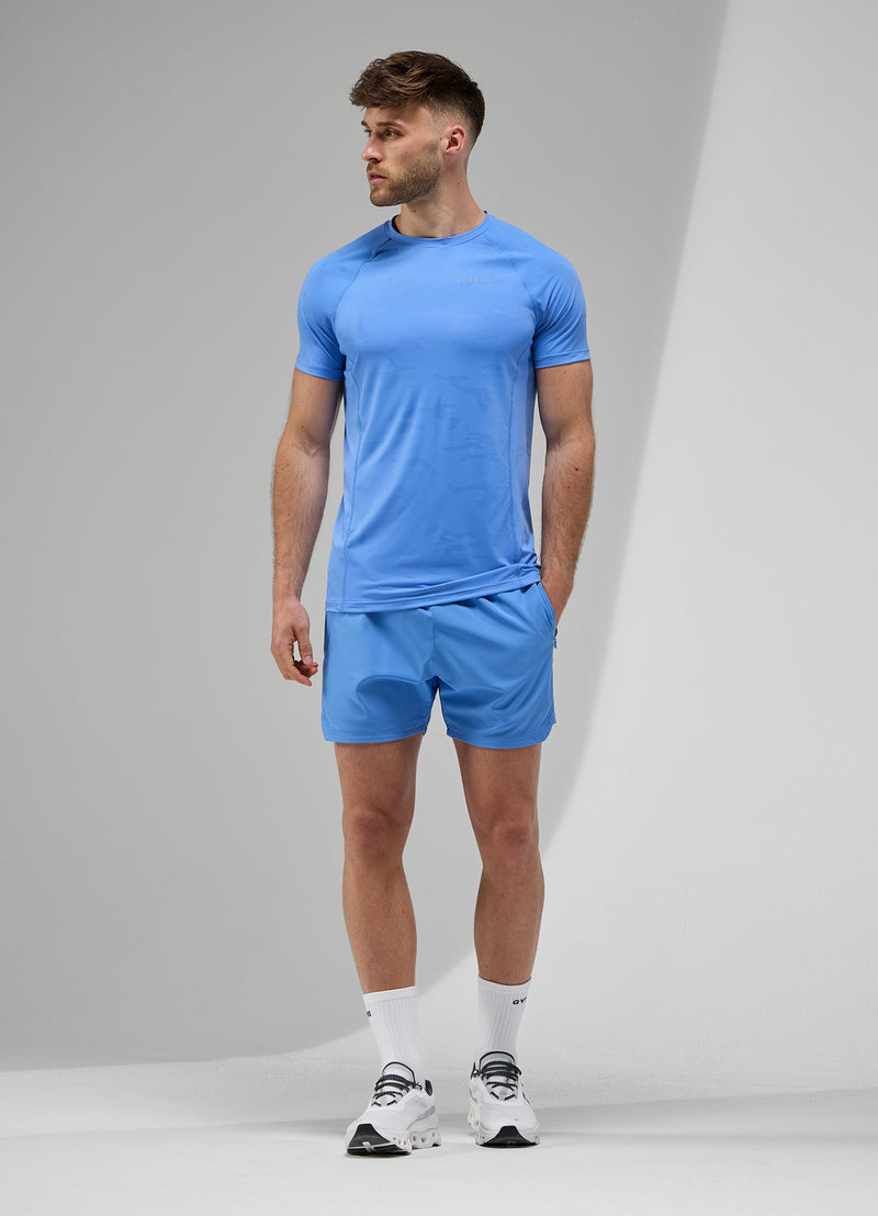 Gym King Focus Camo Knit Tee - Blue Iris