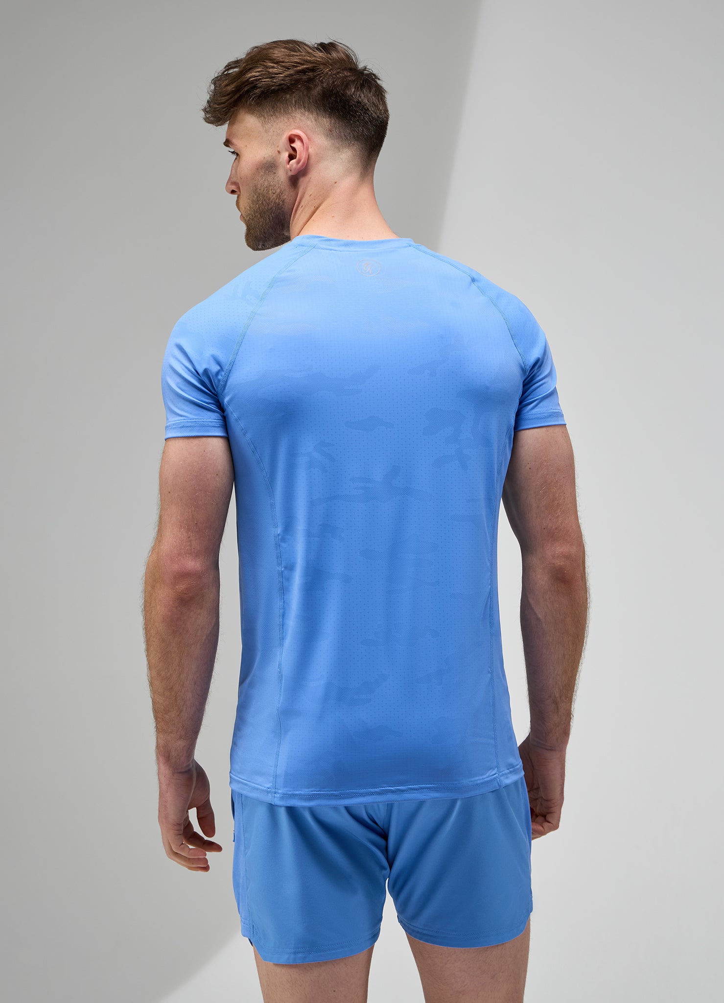 Gym King Focus Camo Knit Tee - Blue Iris