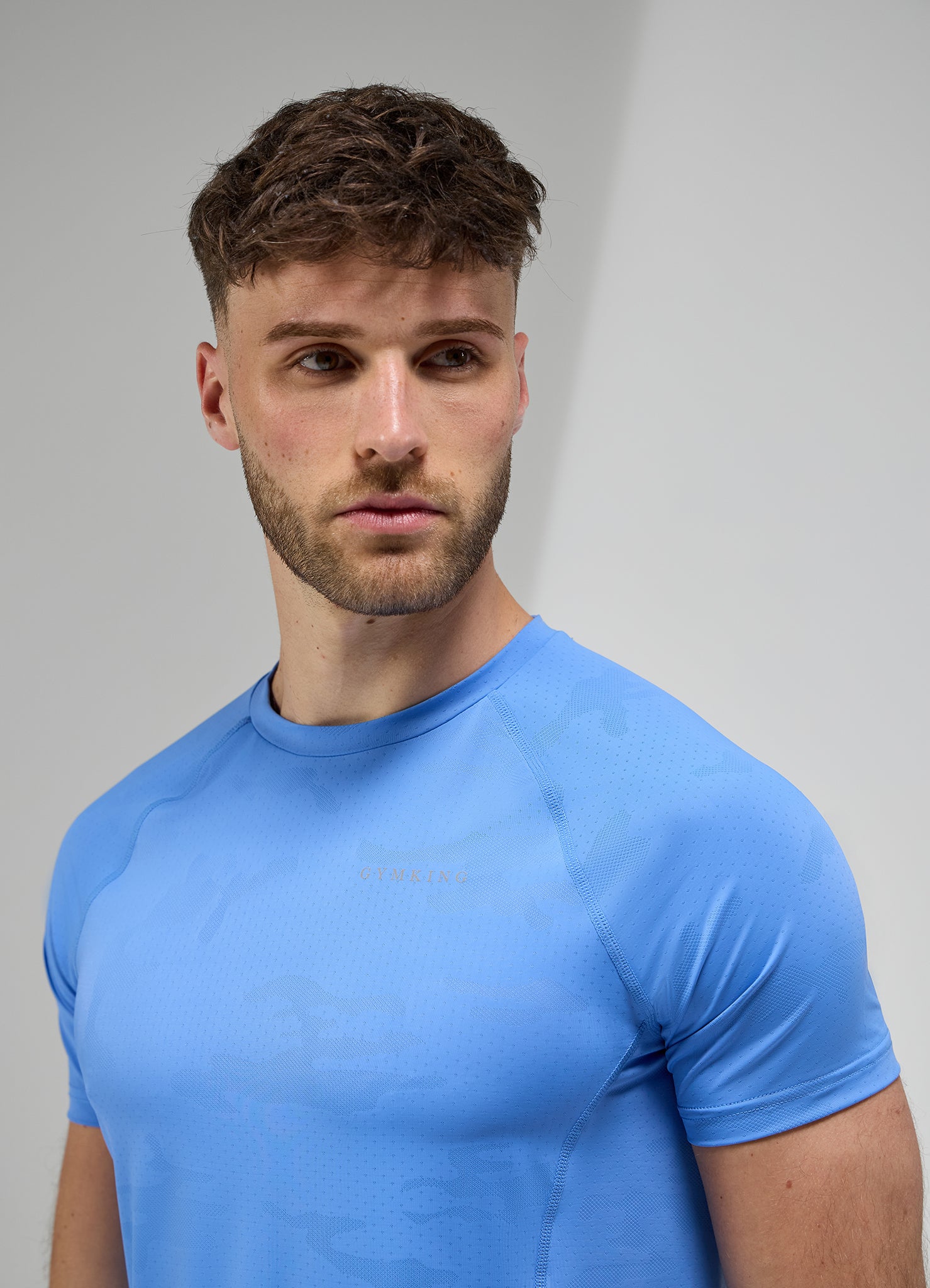 Gym King Focus Camo Knit Tee - Blue Iris
