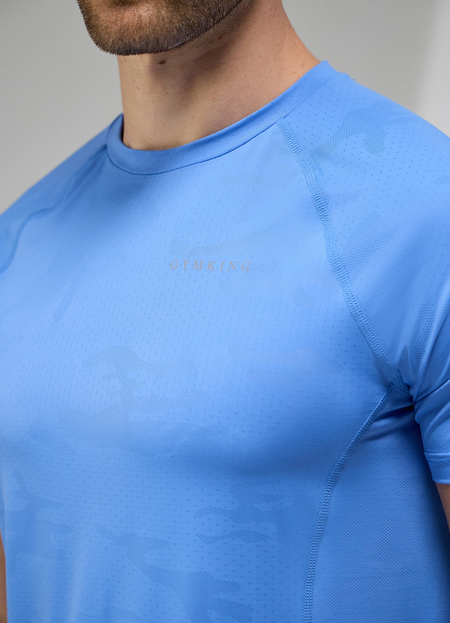 Gym King Focus Camo Knit Tee - Blue Iris