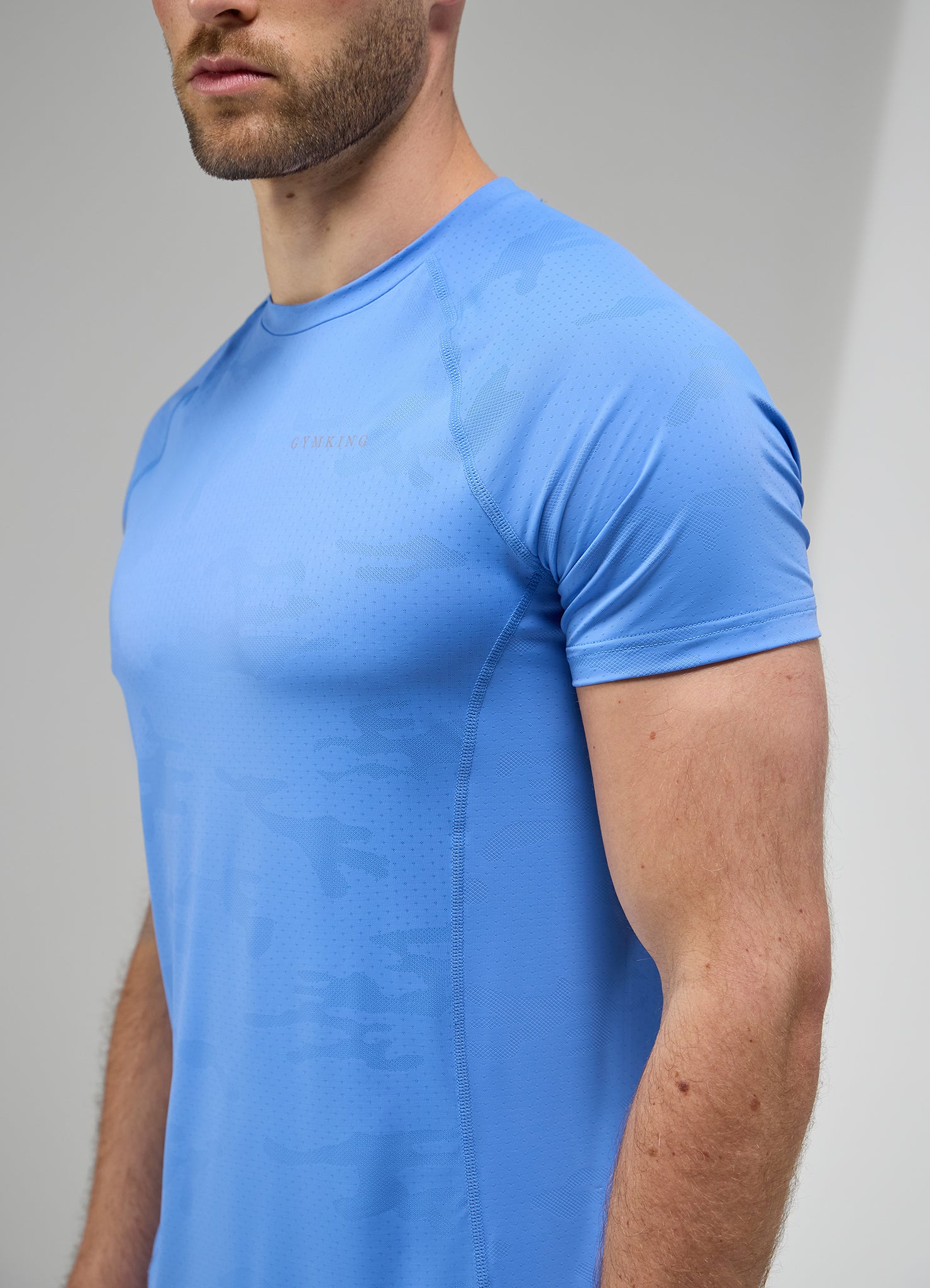 Gym King Focus Camo Knit Tee - Blue Iris