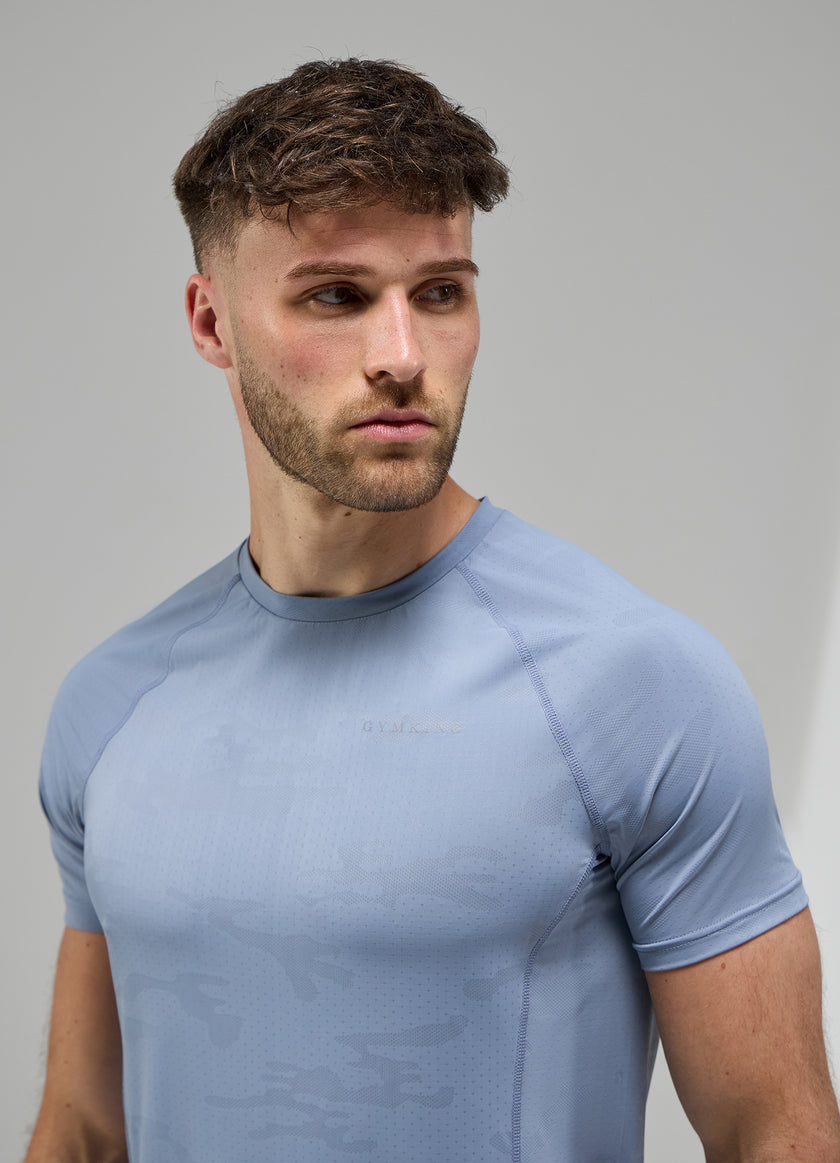 Gym King Focus Camo Knit Tee - Dusk Blue