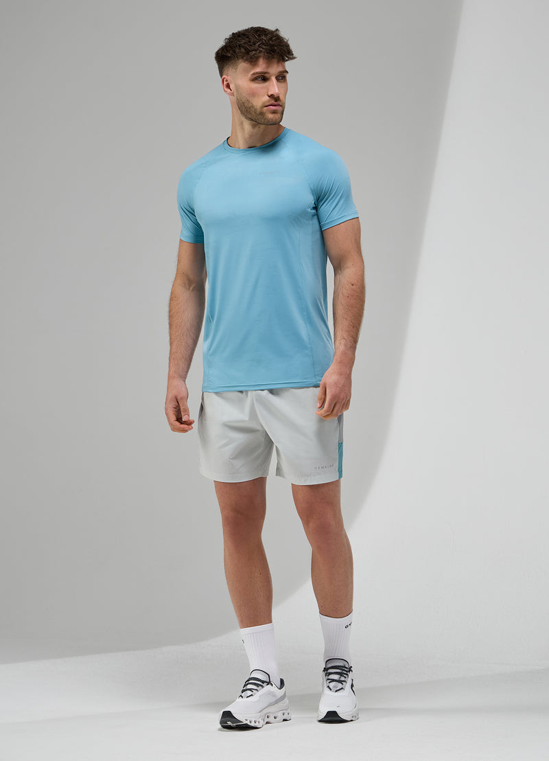 Gym King Focus Camo Knit Tee - Aquatic Blue