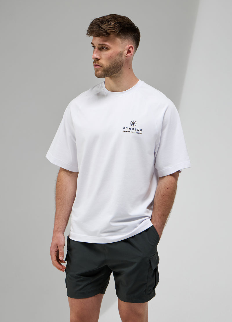 Gym King Focus Relaxed Fit Tee - White