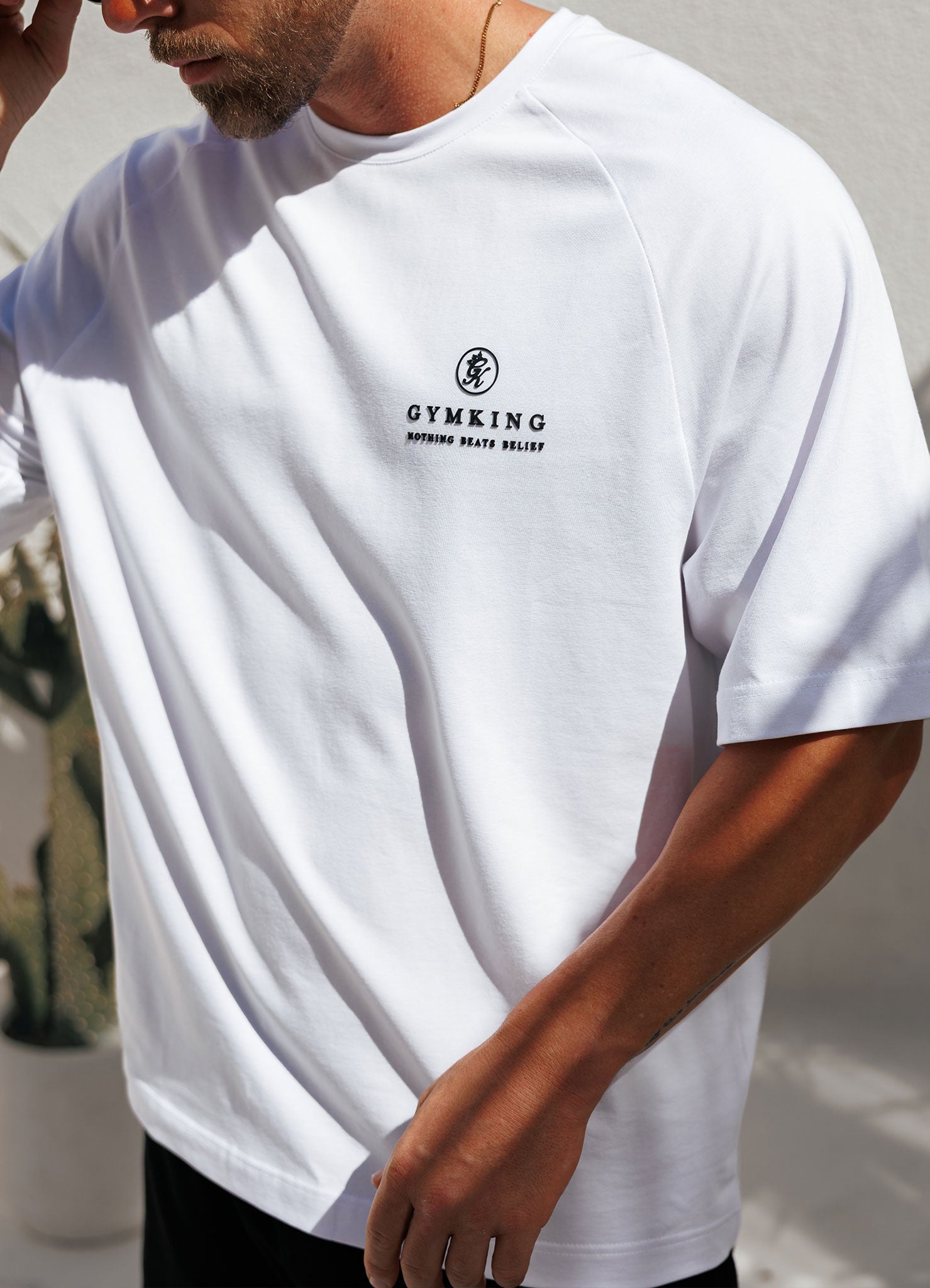 Gym King Focus Relaxed Fit Tee - White