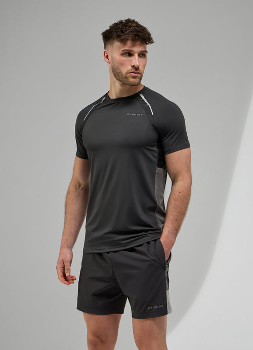 Gym King Focus Woven Tee - Black / Twilight Grey