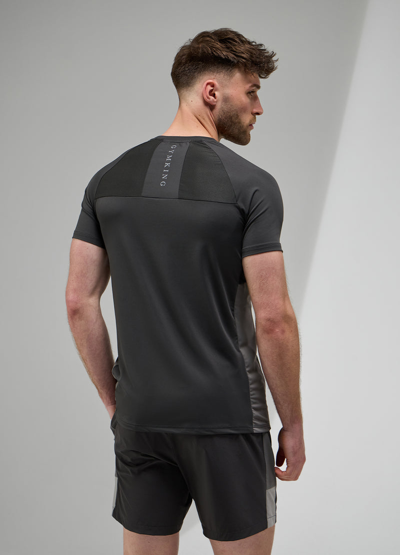 Gym King Focus Woven Tee - Black / Twilight Grey