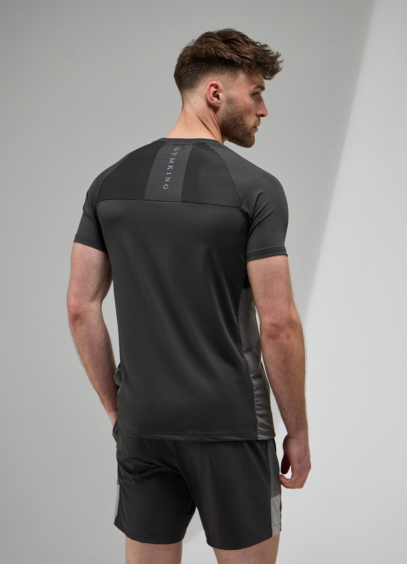 Gym King Focus Woven Tee - Black / Twilight Grey