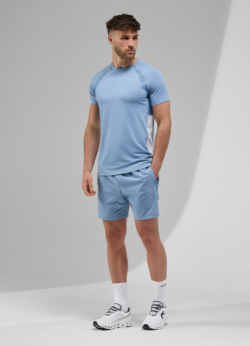 Gym King Focus Woven Tee - Dusk Blue/White