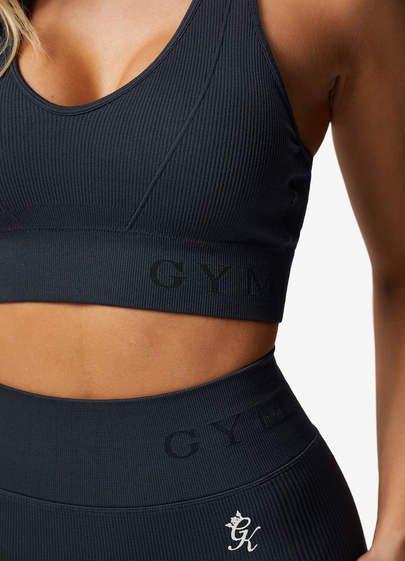 Gym King Formation Racer Rib Bra - Deep Slate Blue