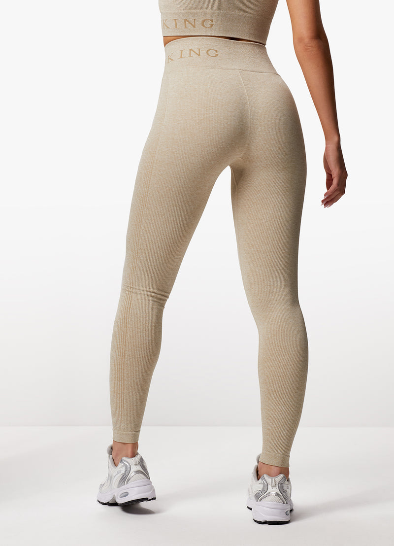 Gym King Formation Rib Legging - Oatmeal Marl