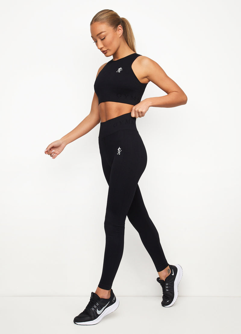 Gym King Formation Rib Legging - Black