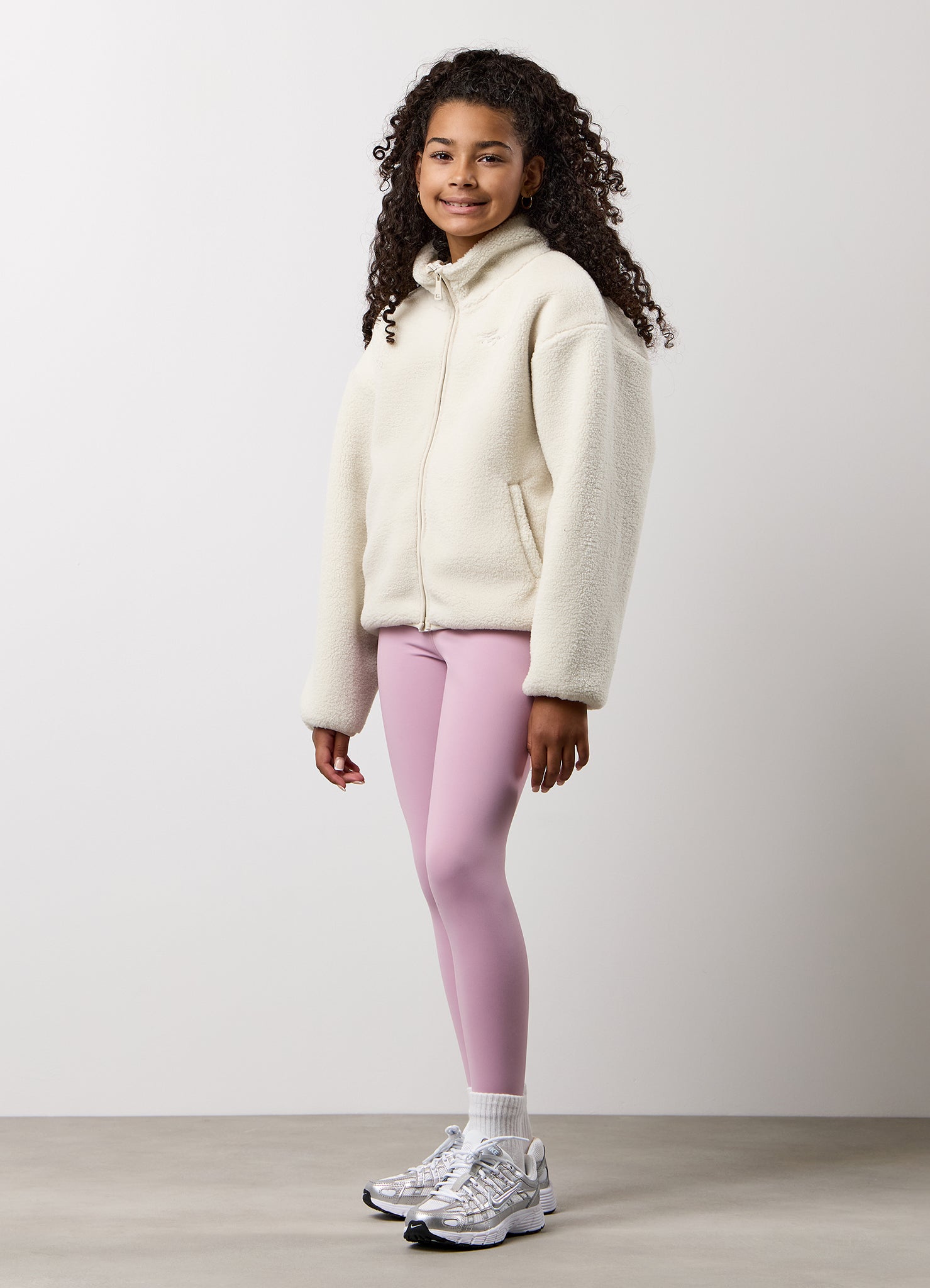 Gym King Kids Full Zip Borg Jacket - Cream
