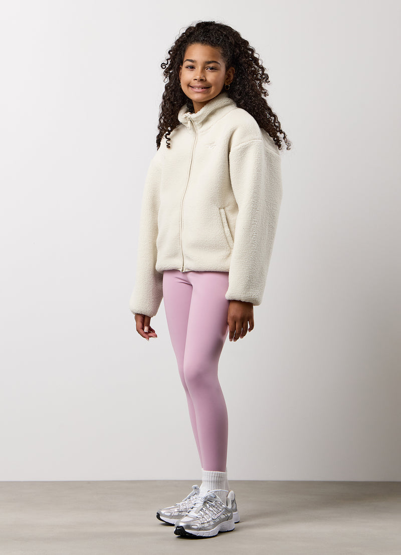 Gym King Kids Full Zip Borg Jacket - Cream