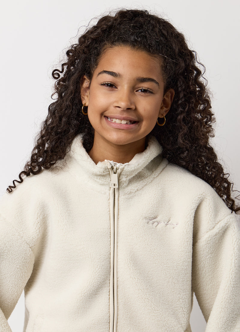 Gym King Kids Full Zip Borg Jacket - Cream