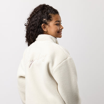Gym King Kids Full Zip Borg Jacket - Cream