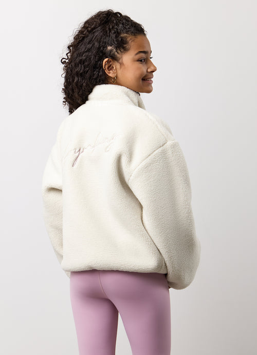 Gym King Kids Full Zip Borg Jacket - Cream