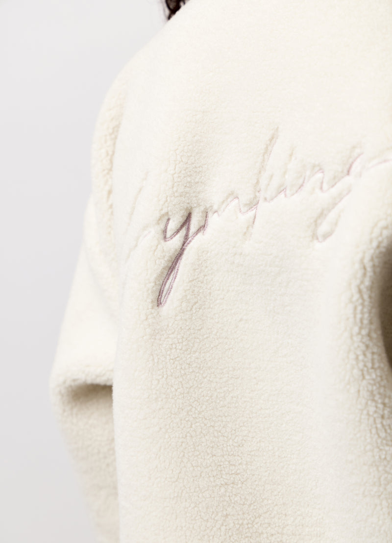 Gym King Kids Full Zip Borg Jacket - Cream