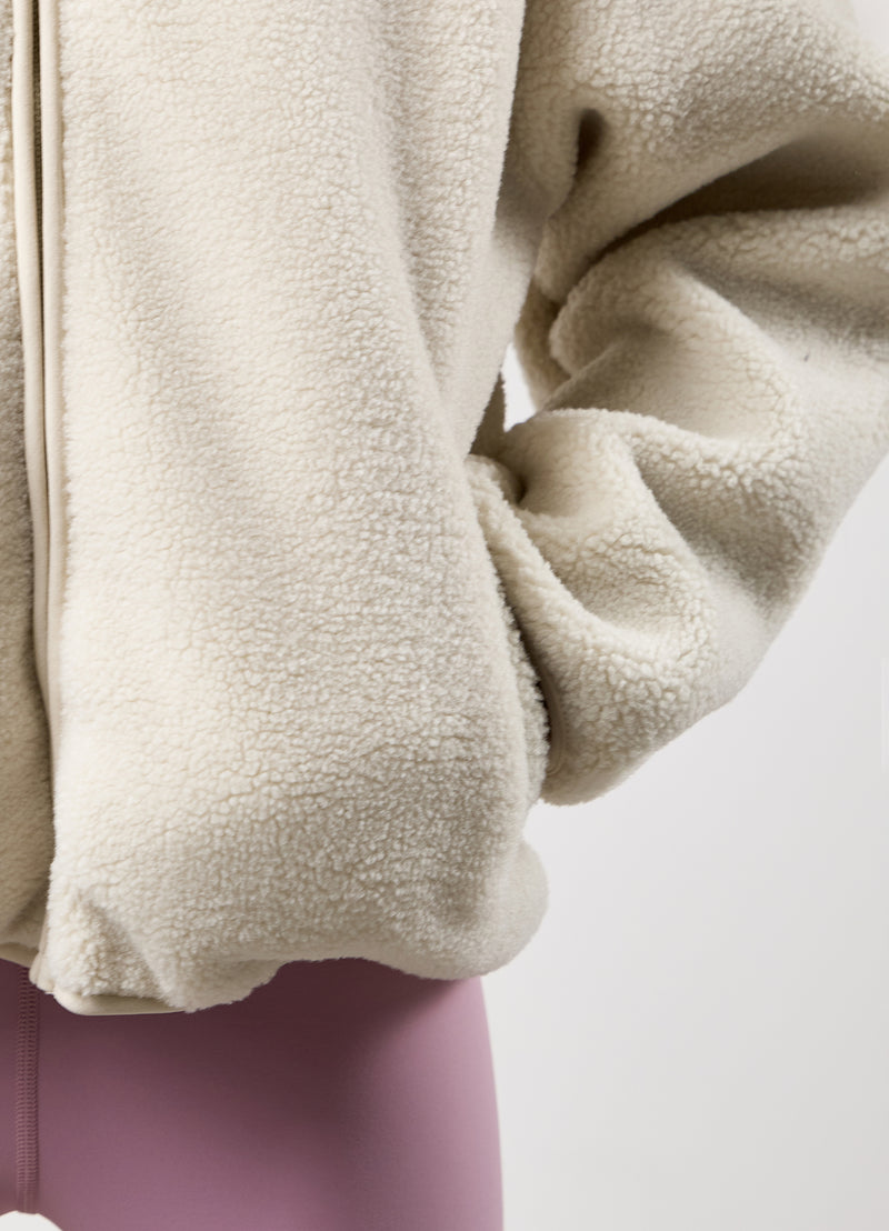 Gym King Kids Full Zip Borg Jacket - Cream