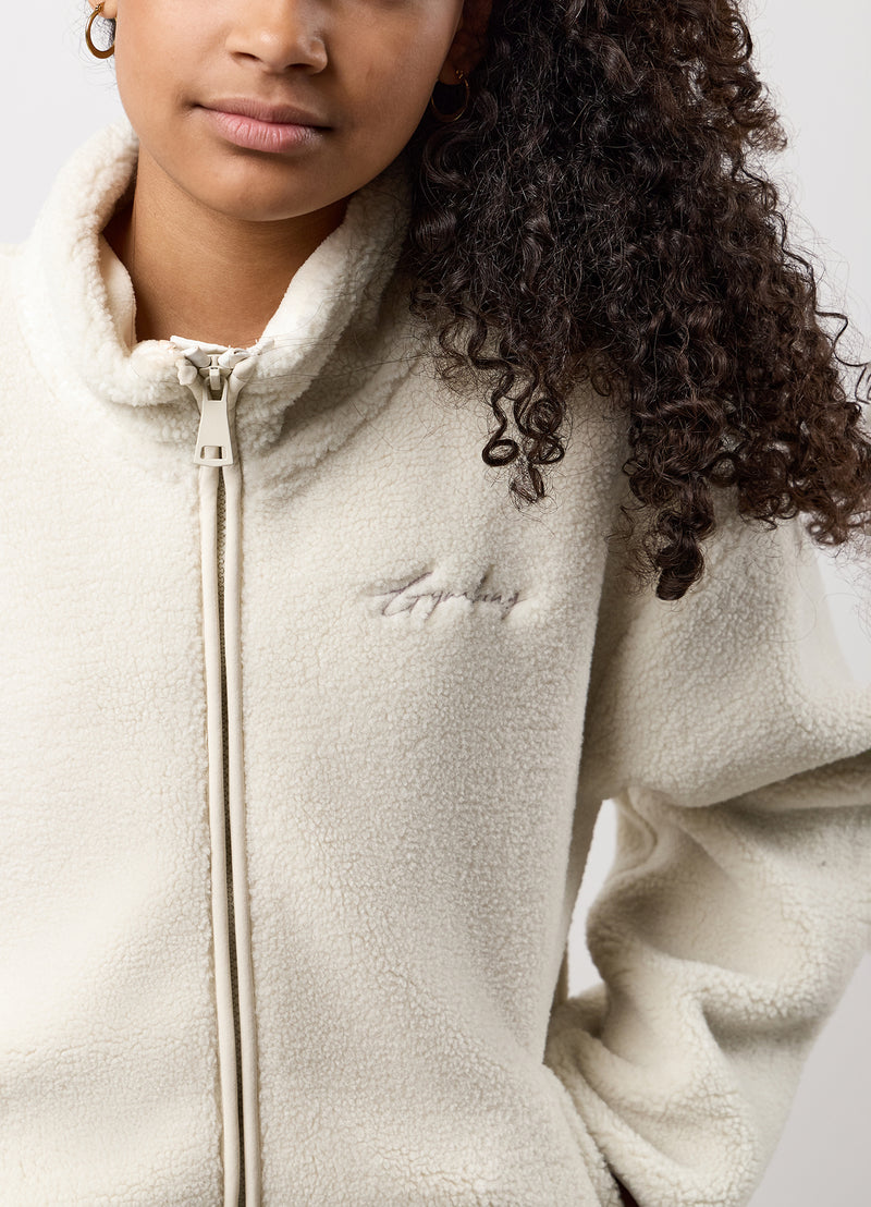 Gym King Kids Full Zip Borg Jacket - Cream