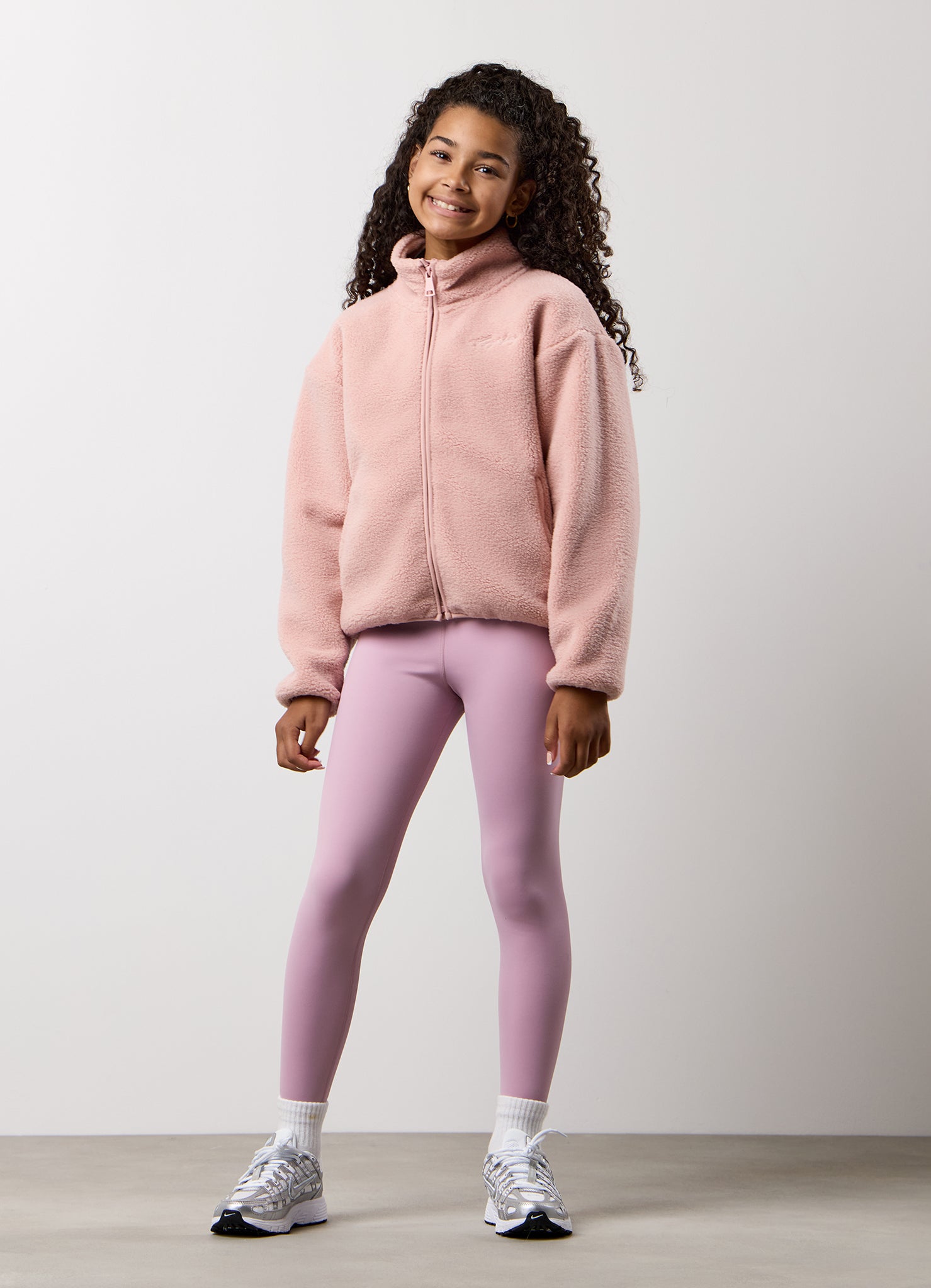 Gym King Kids Full Zip Borg Jacket - Pink Blush