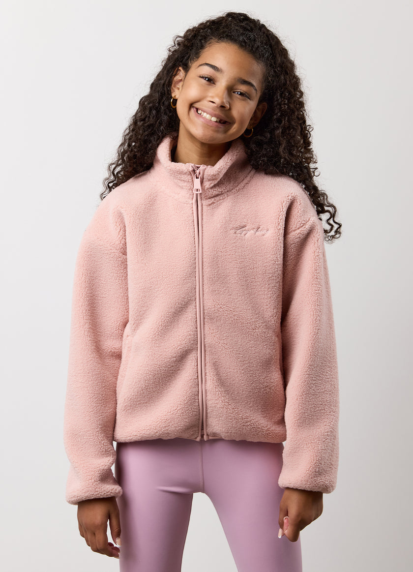 Gym King Kids Full Zip Borg Jacket - Pink Blush