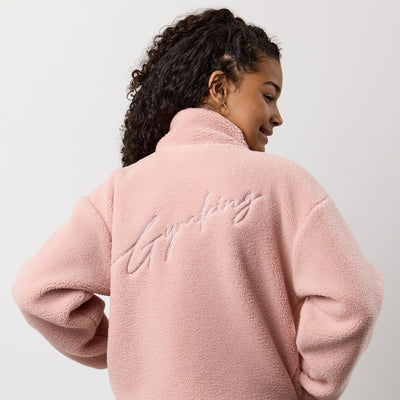 Gym King Kids Full Zip Borg Jacket - Pink Blush