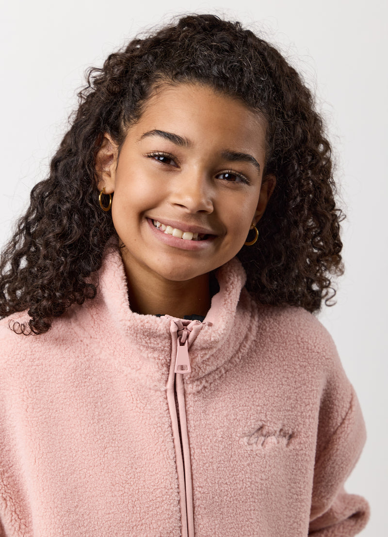 Gym King Kids Full Zip Borg Jacket - Pink Blush