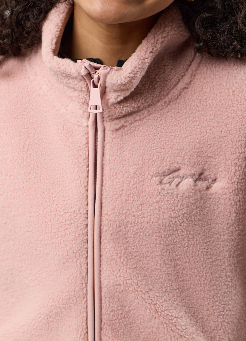 Gym King Kids Full Zip Borg Jacket - Pink Blush