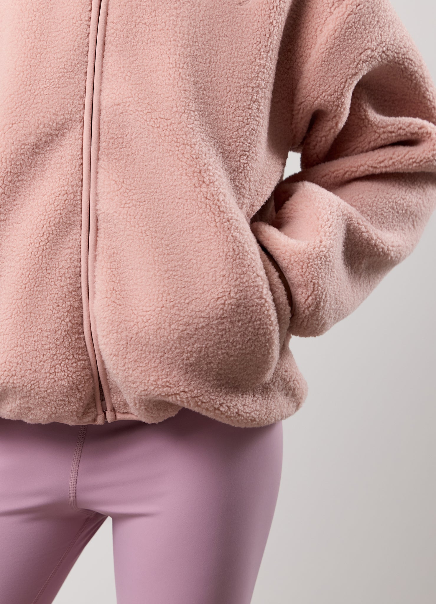 Gym King Kids Full Zip Borg Jacket - Pink Blush