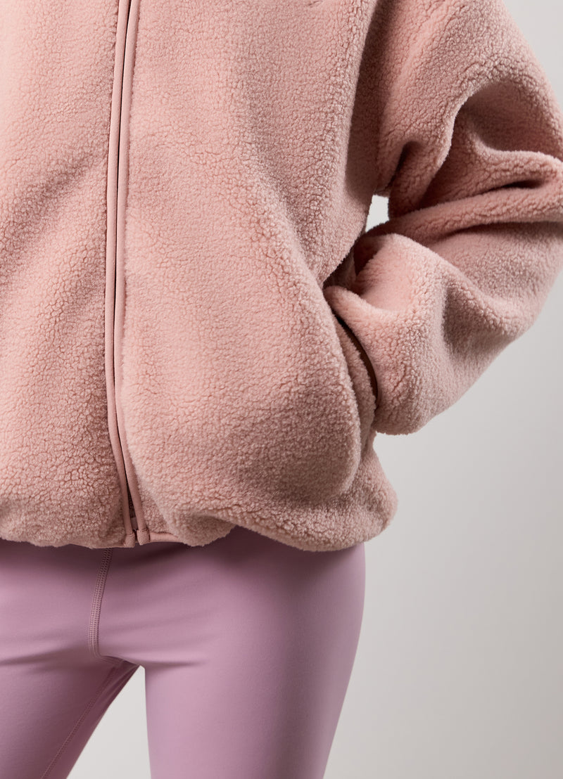 Gym King Kids Full Zip Borg Jacket - Pink Blush