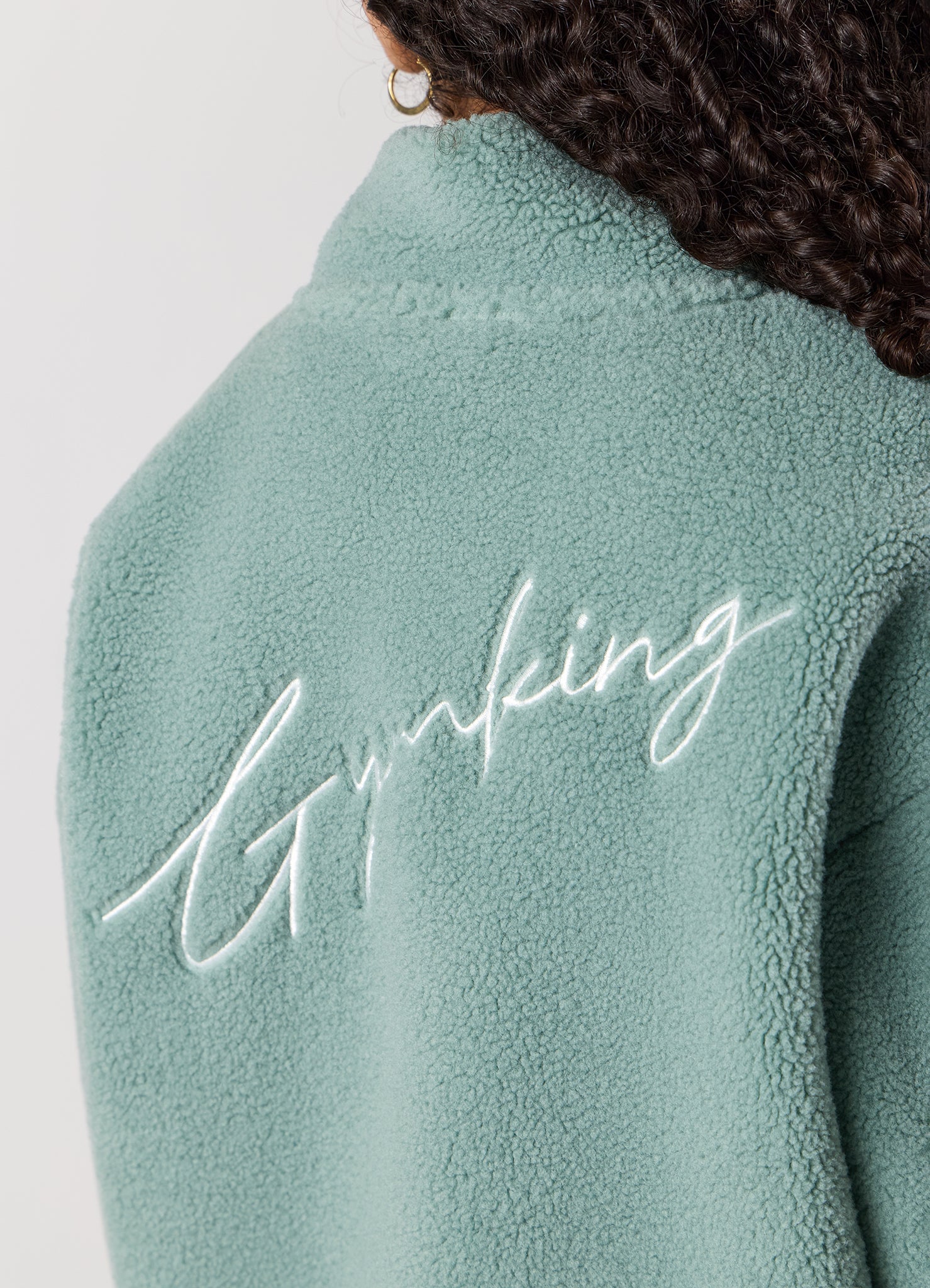 Gym King Kids Full Zip Borg Jacket - Green Mist
