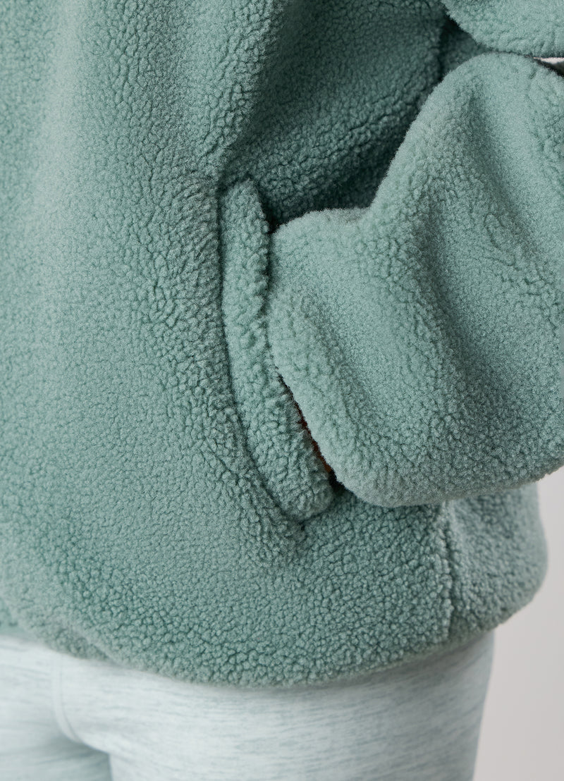 Gym King Kids Full Zip Borg Jacket - Green Mist