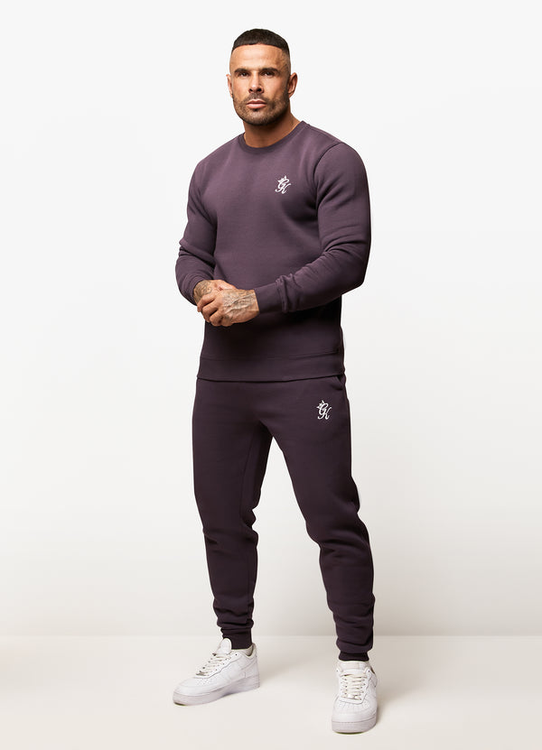 Gym King Fundamental Fleece Crew Tracksuit - Plum