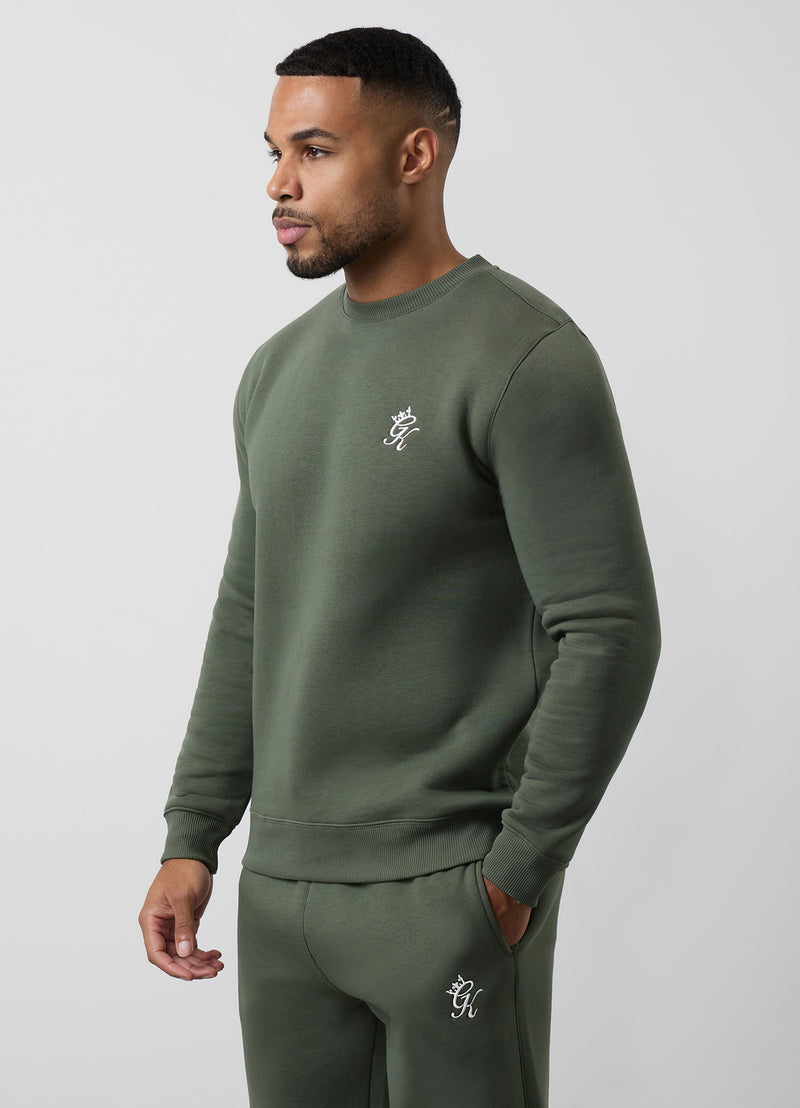 Gym King Fundamental Fleece Crew - Deep Olive