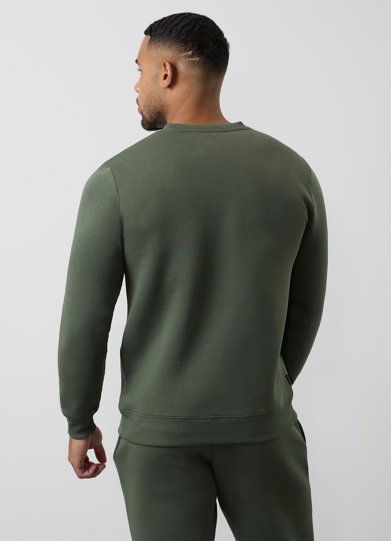 Gym King Fundamental Fleece Crew - Deep Olive