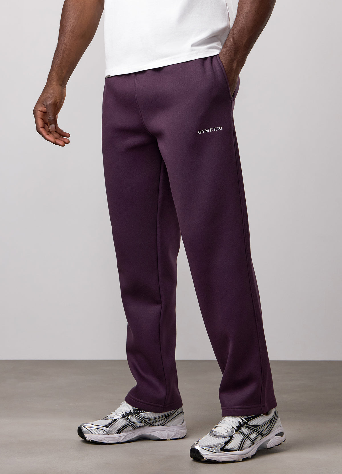 Gym King Fundamental Fleece Linear Straight Leg Jogger-Dark Plum