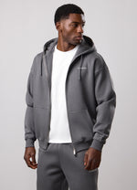 Gym King Fundamental Fleece Linear Full Zip Hoodie-Gunmetal Grey thumbnail
