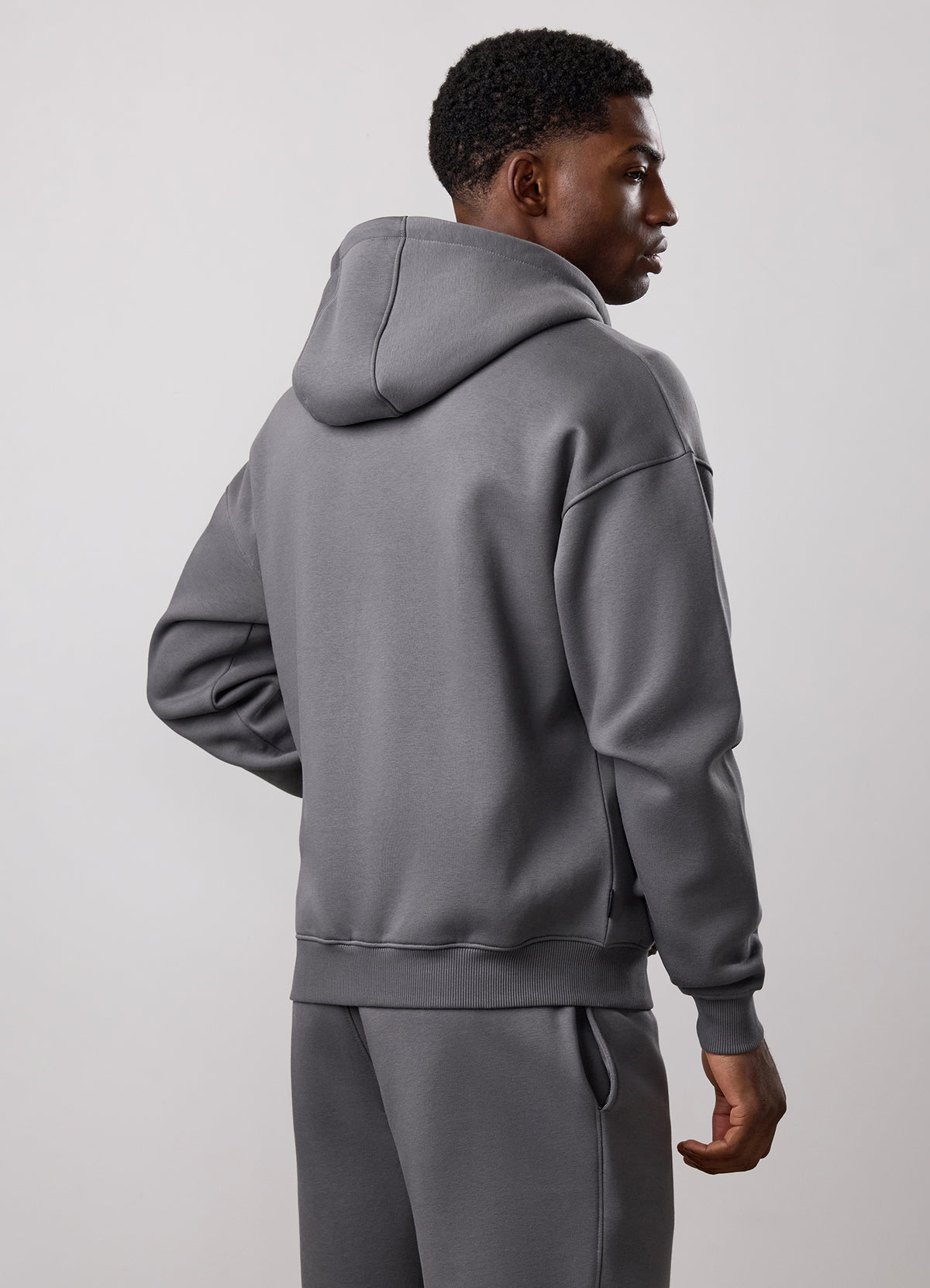 Gym King Fundamental Fleece Linear Full Zip Hoodie-Gunmetal Grey