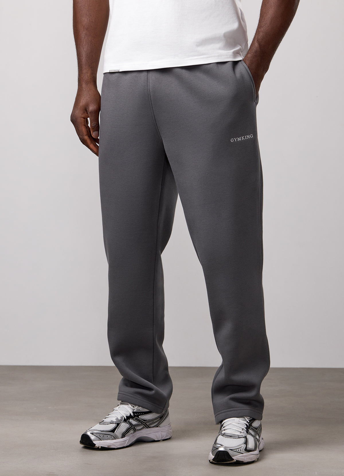 Gym King Fundamental Fleece Linear Straight Leg Jogger-Gunmetal Grey