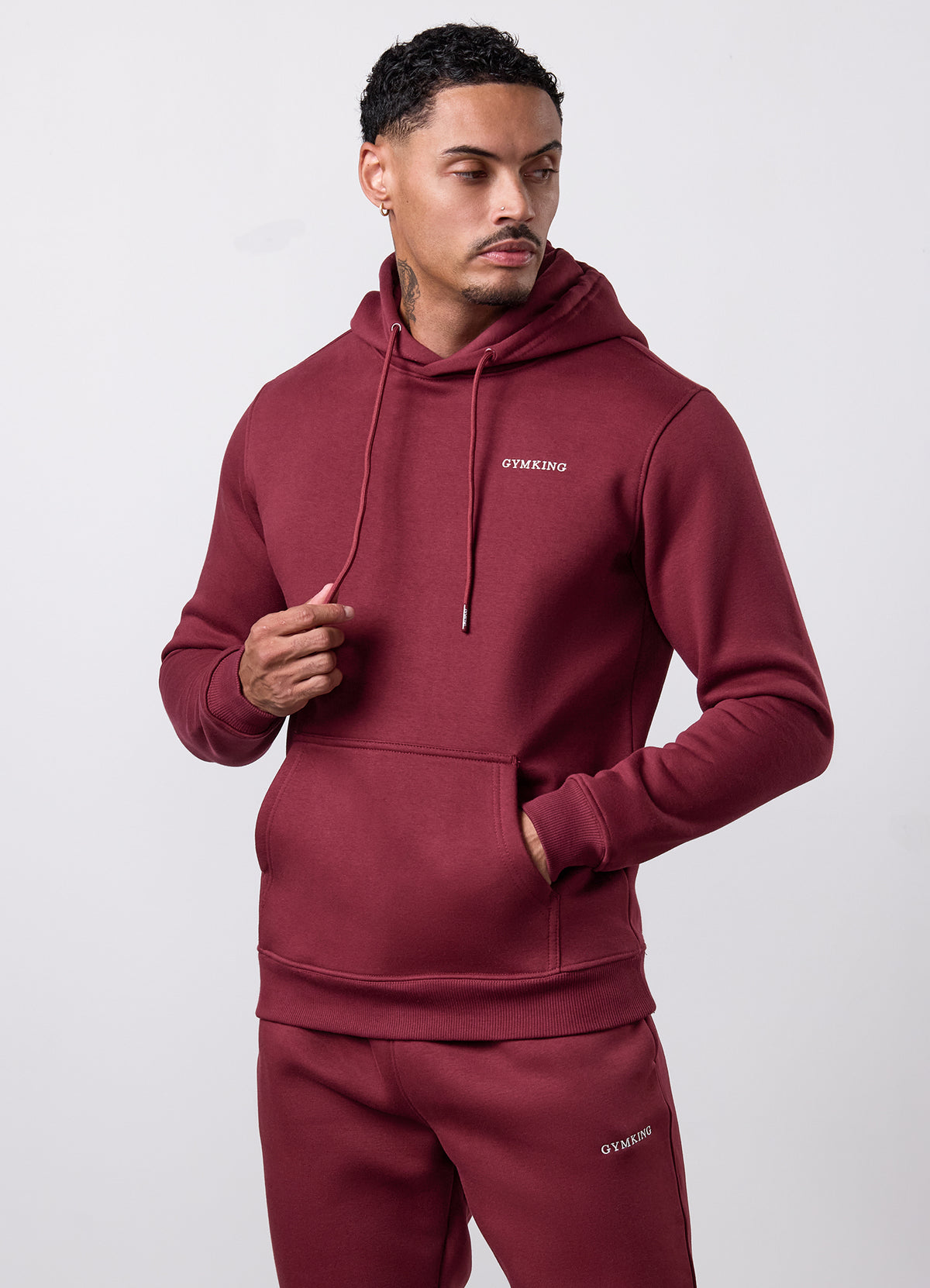 Gym King Fundamental Fleece Linear Hoodie - Claret