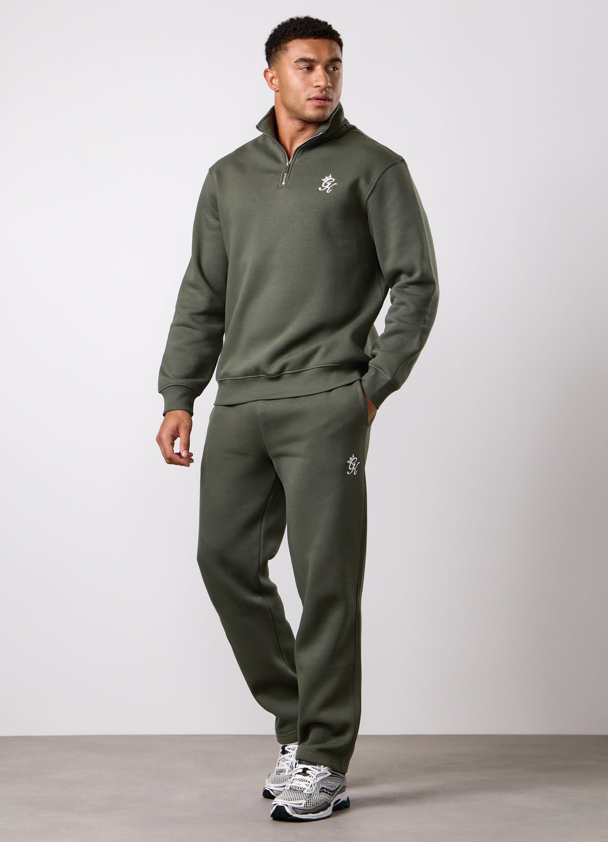 Gym King Fundamental Fleece 1/4 Zip Funnel Track suit - Warm Khaki