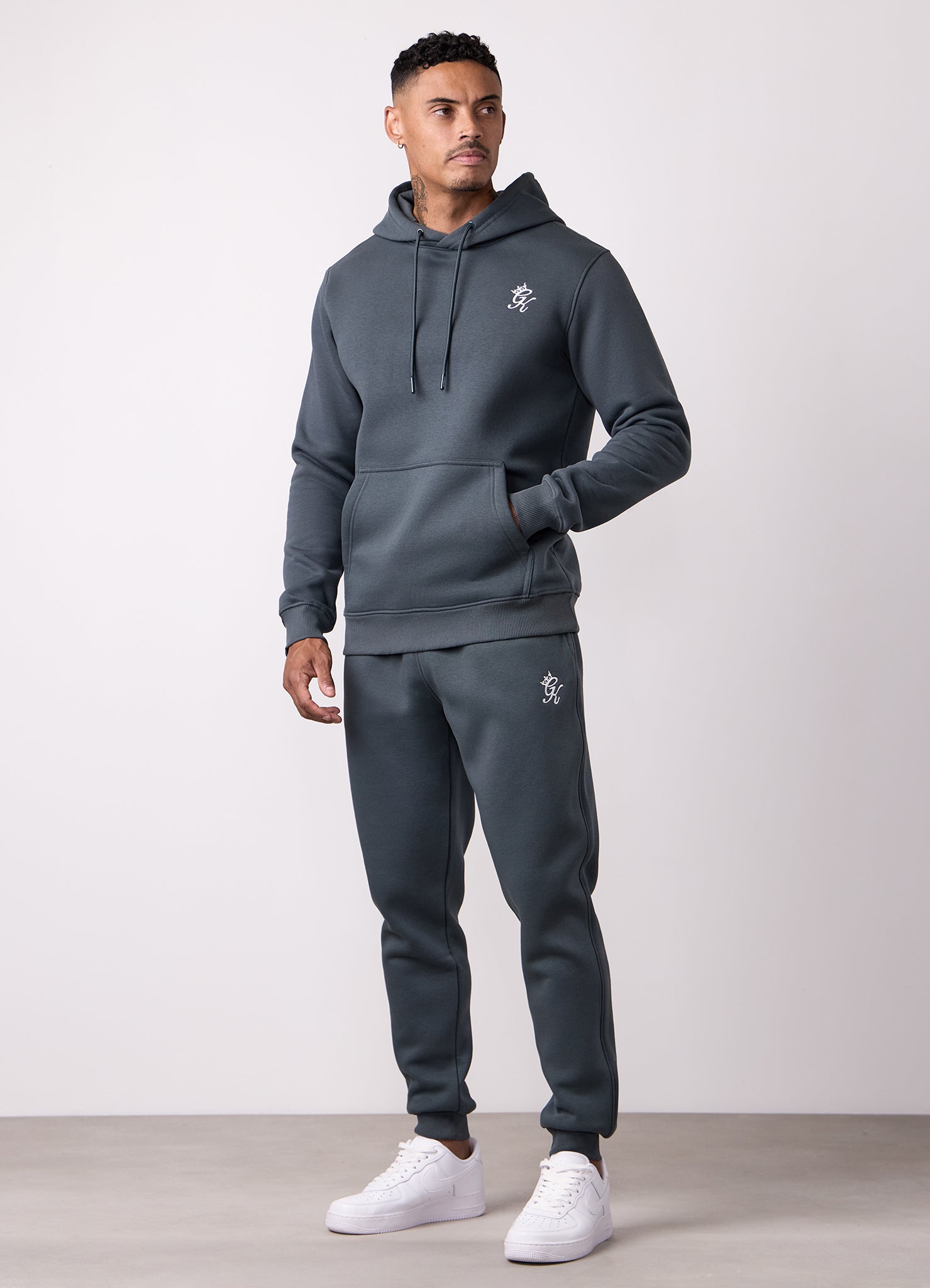Gym King Fundamental Hood Tracksuit - Green Smoke