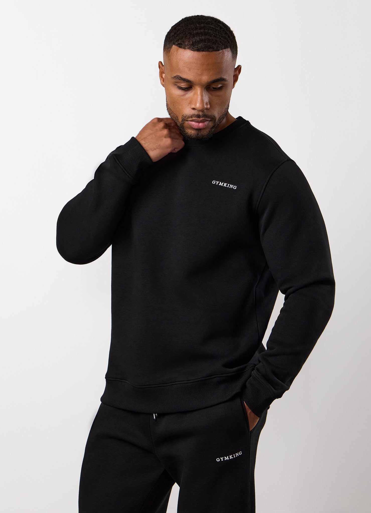 Gym King Fundamental Linear Crew - Black