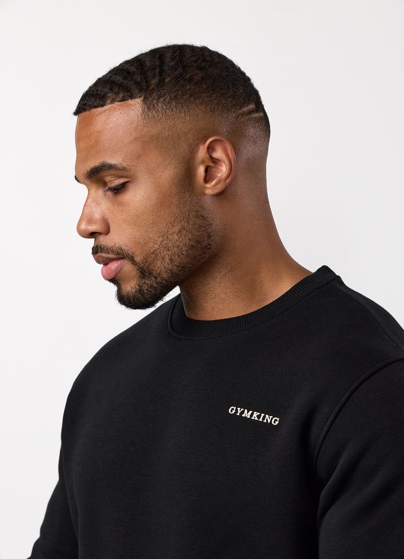Gym King Fundamental Linear Crew - Black