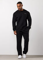Gym King Fundamental Linear Crew Straight Leg Tracksuit - Black thumbnail